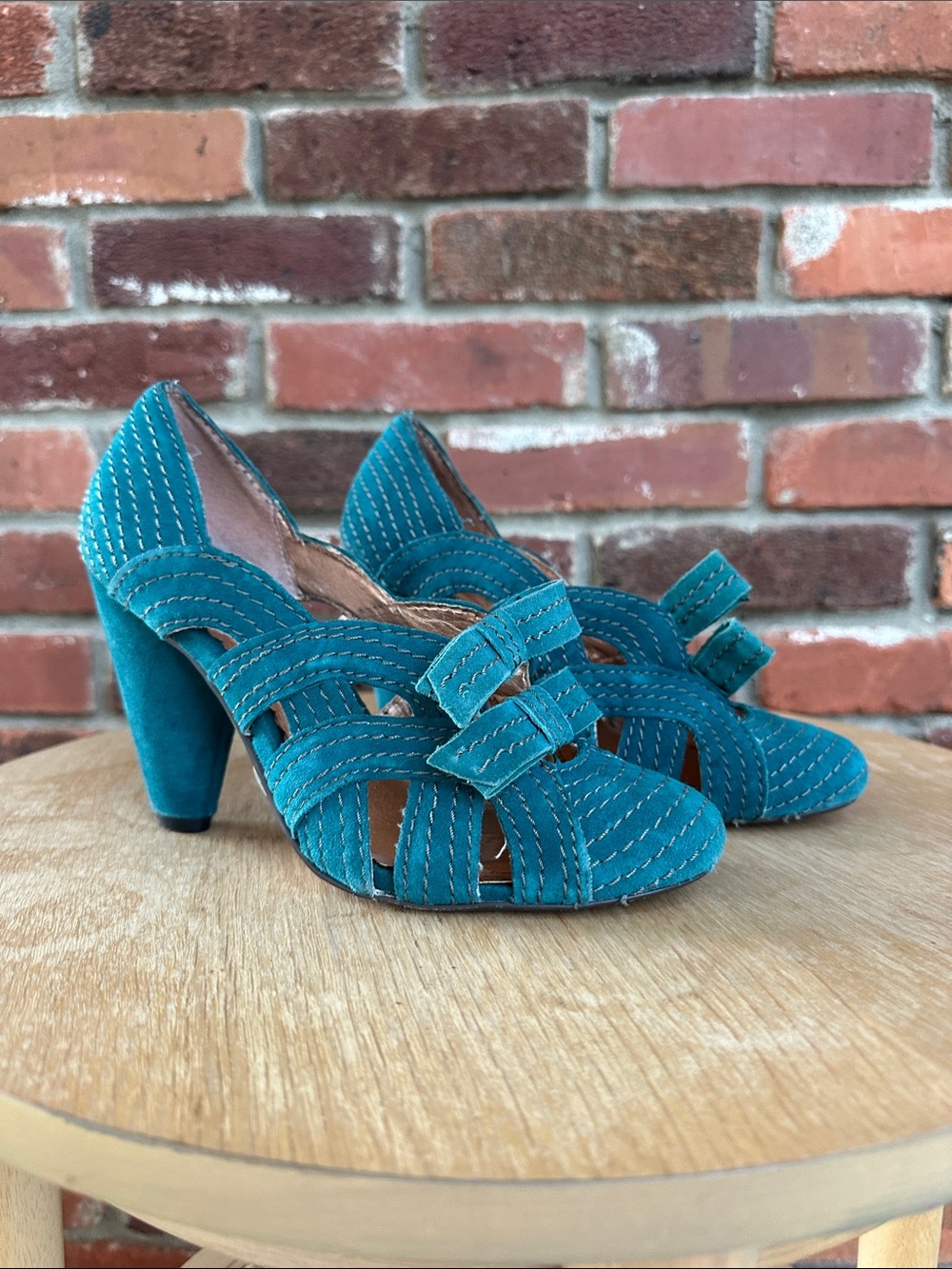 Seychelles Teal Suede Cutout High Heels